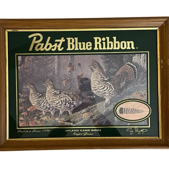 Vintage (1996) Pabst Blue Ribbon beer mirror- Upland game birds - ruffled grouse